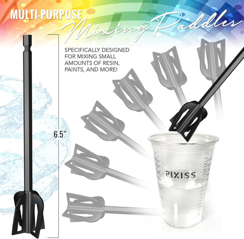 Resin Mixer Epoxy Mixer Paddles, 6 Reusable Multipurpose Bidirectional Paint Stirrer for Drill