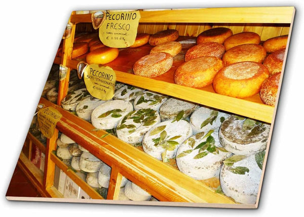 3dRose European Market. Cheeses. Pecorino. Cool Image. 8 Inch Ceramic Tile