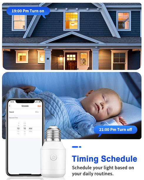 Wifi(2.4G RF433 E26 E27 Bulb Remote Control Light Socket with Only), Smart WiFi & Bluetooth & Light Adapter & Wireless