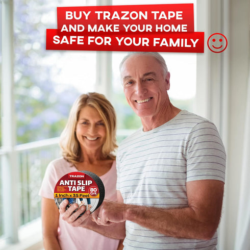 Grip Tape - Heavy Duty Anti Slip Tape for Stairs, Waterproof 1 Inch x 35 Ft Safety Non Skid Roll for Traction