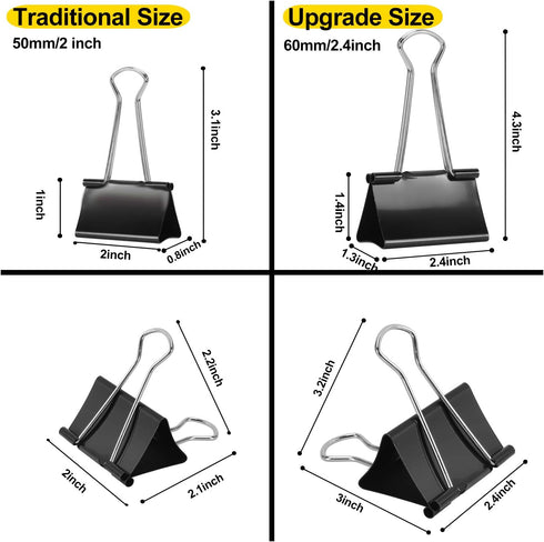 Extra Large Binder Clips 2.4 Inch Length for Office (8 Pcs) by Ufmarine
