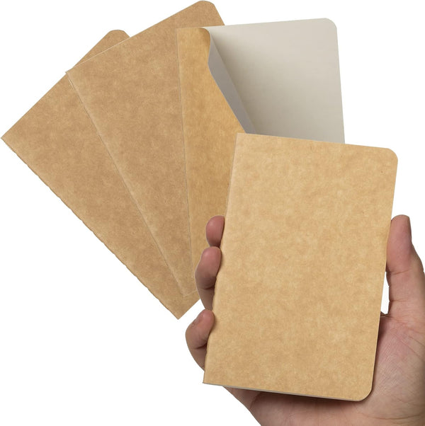 TWONE Pocket Notebook, 4 Pack Softcover Small Notebook, 30 Sheets, Plain Paper, 3-1/2” x 5-1/2”