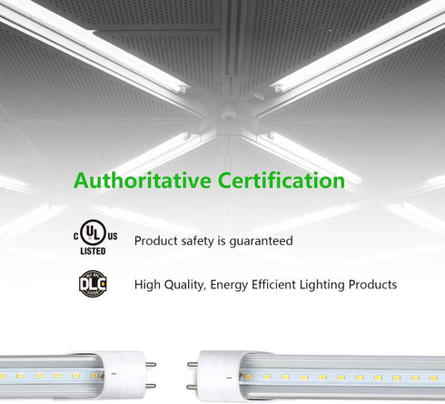 2FT LED T8 T10 T12 Type A+B Tube Lights, 15W 5000K 2100lm, F20T12/F30T8 Replacement, Dual-Ended, 1 Pack