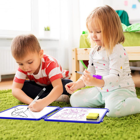 Magnetic Small Dry Erase White Board, 11.5x17” Foldable Desktop Whiteboard for Kids, 4 Writing Sides