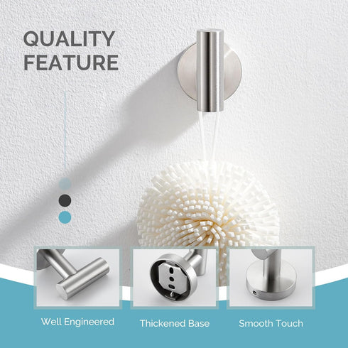 Angle Simple Robe Towel Hook, Brushed Nickel SUS304 Stainless Steel Bathroom Towel Holder