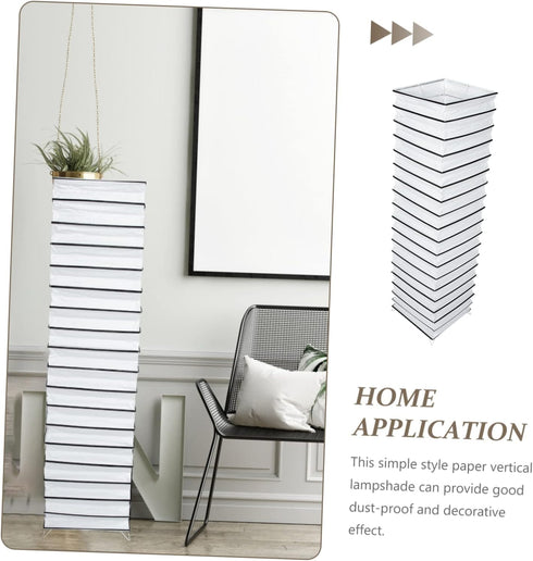 Veemoon Minimalist Vertical Paper Lamp Shade Floor Cover Frame with Black Strips Simple Nordic Style for Bedroom Living