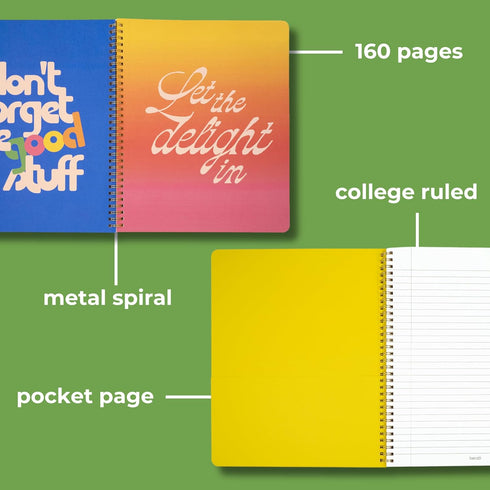 ban.do Floral Rough Draft Large Spiral Notebook, 11" x 9", 160 College Ruled Pages, Making It Up As I Go