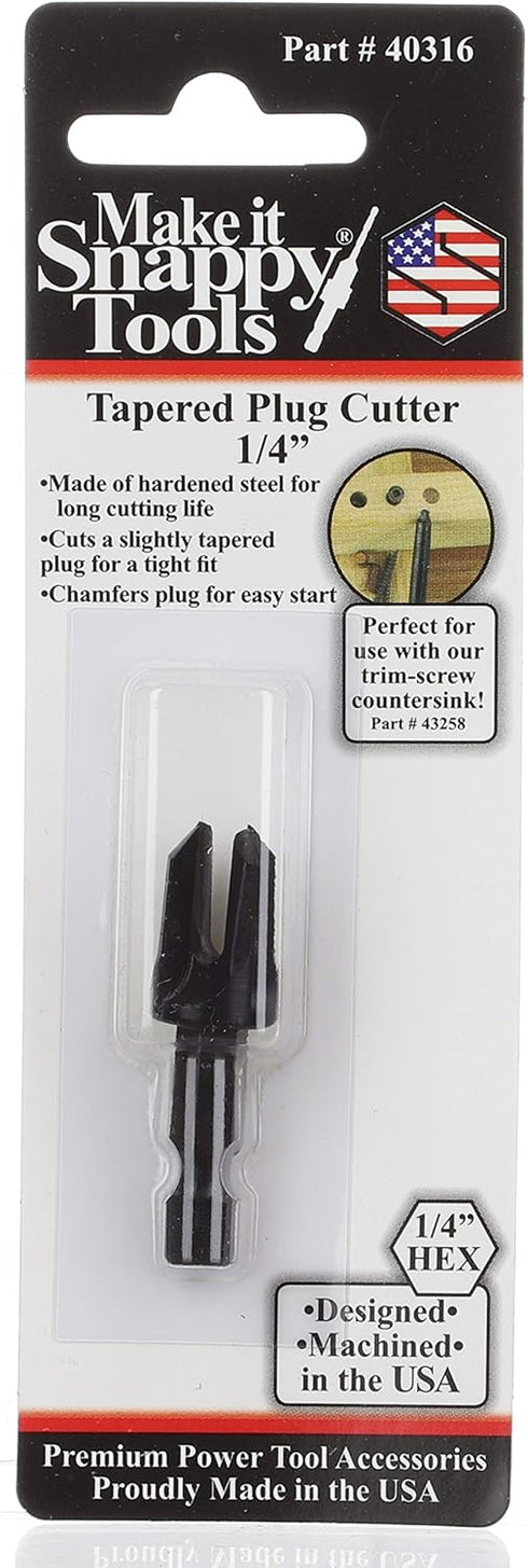 Make it Snappy Tools 1/4 Inch Tapered Plug Cutter, 1/4 Inch Quick Change Shank, #40316