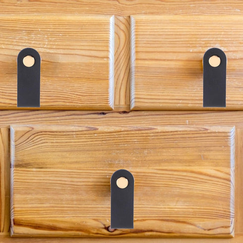 8pcs NOLITOY Leather Grip Drawer Handles with Screws, Cabinet and Shoe Cabinet Pulls, Single Hole Black and White
