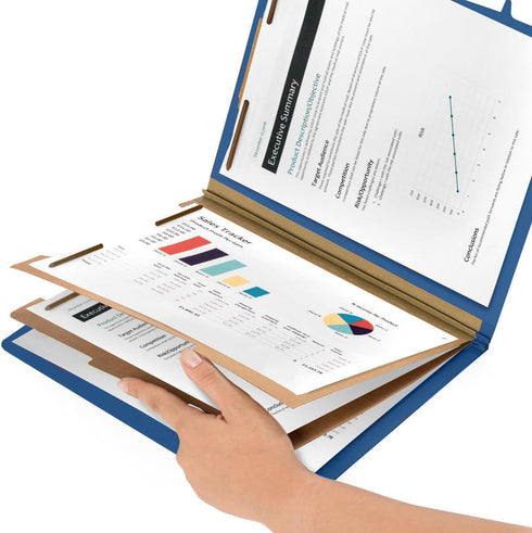 Blue Summit Supplies 12 Pressboard Classification Folders, 2 Dividers, Letter Size Office Folders, 12 Pack