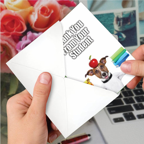 NobleWorks Funny Thank You Student Appreciation Notecard (1 Card) with 5 x 7 Inch Envelope - Notes for Teacher, Mentor,