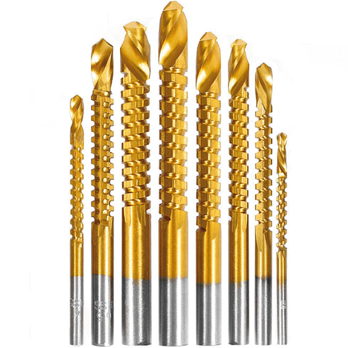 Titanium Coated HSS Twist Drill Bits, 8Pcs 3-10mm for Wood, Metal, Plastic Hole Cutting