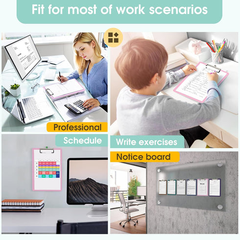 Bulk Plastic Clipboards 6 Pack - Teal Clip Board 8.5x11 for Classroom, Students, A4 Size 9" x 12.5" with Low Profile