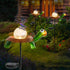 Afirst Solar Lights Outdoor Decorative Metal Turtle Crackle Glass Globe with Butterfly Warm White LED Metal Waterproof