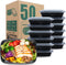 Meal mates 50 Pack (100-Piece) Meal Prep Containers Reusable 32oz,Plastic Food Storage Containers with
