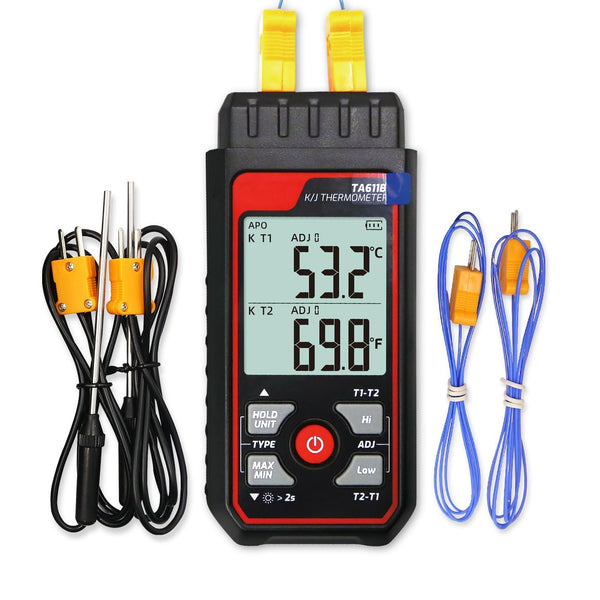 Digital Thermocouple Thermometer Dual-Channel K/J Type Thermometer -328~2501 Wide Range Industrial HVAC