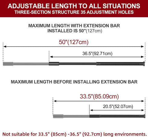20-50inch Stopper,Black,1Pack AceMining Sliding Door Security Bar,Heavy Duty Sliding Patio Door Lock Bar, Adjustable