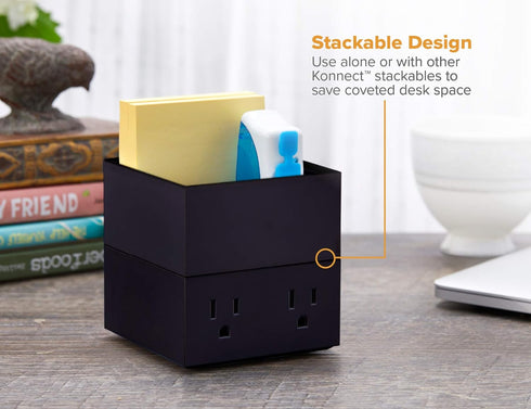 Bostitch Office Konnect Desk Organizer, Accessory Tray for Stacking Desktop Storage in Black