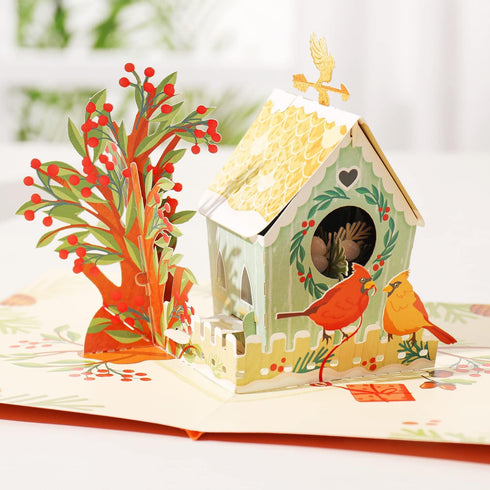 Liif Cardinal Love Bird 3D Pop Up Greeting Card for Valentine's Day, Anniversary, Birthday, with Message Note & Envelope