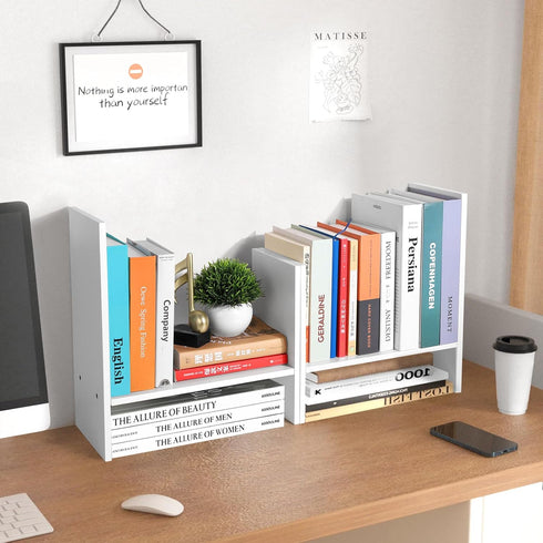 CITLOW Desktop Shelf Organizer - Adjustable Wood Desktop Bookshelf, Table Top Shelves, Desk Book Organizer for Office