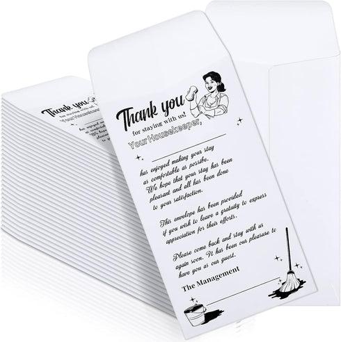 Fainne 600 Pack Housekeeping Thank You Tip Envelopes, Cash Self Adhesive Tip