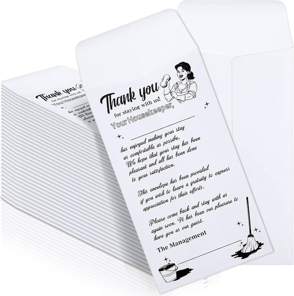 Fainne 600 Pack Housekeeping Thank You Tip Envelopes, Cash Self Adhesive Tip