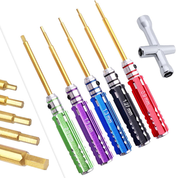 5pcs FriHobby Small RC Hex Screwdriver Set - Mini Hex Driver Set for Axial SCX24 Repair Tool Kits.