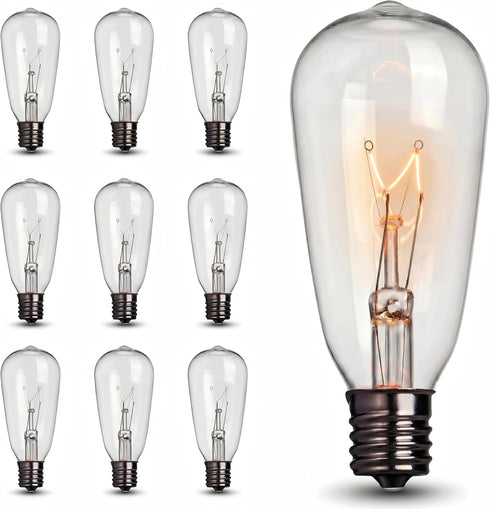 10 Pack ST40 Replacement Bulbs for Outdoor String Lights, 7W E17 Intermediate