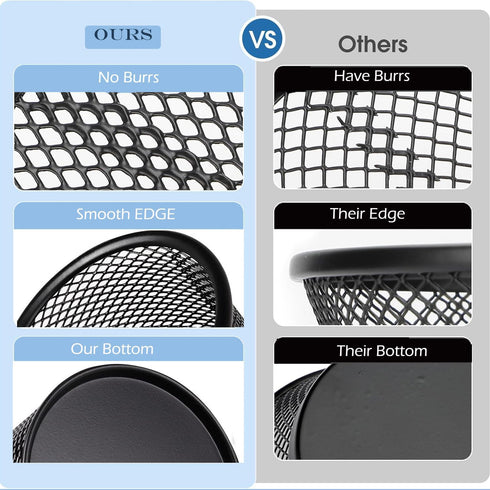 Pen Holder Mesh Pencil Holder, Metal Cup Organizer for Desk Office, Black, 4 Pack