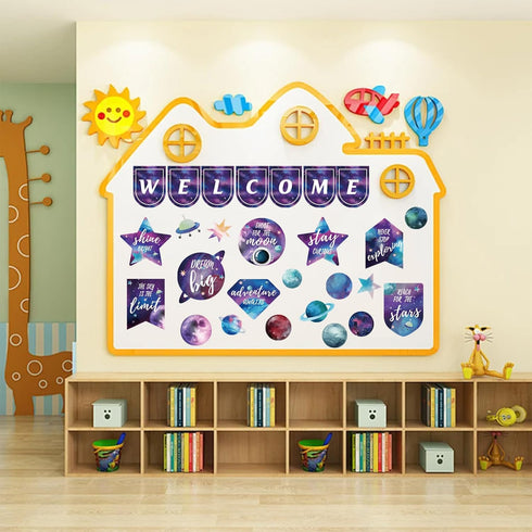 VABAMNA 28Pcs Space Motivational Posters Bulletin Board Decorations for Teachers School Office Home Decor