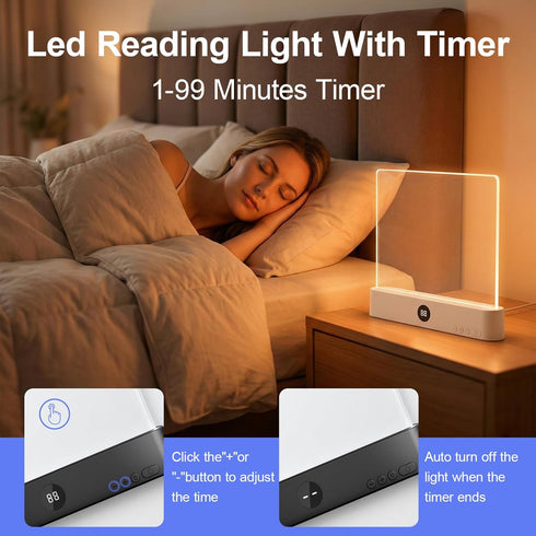 3 QCQHDU Smart Led Reading Light, Book Lights for Reading at Night, Rechargeable Clear Flat Reading Lights with Colors
