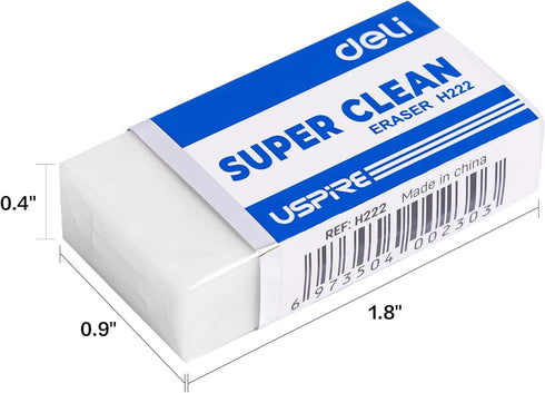Deli Pencil Erasers, 10 Pack of Large White Erasers for Drawing and Kids