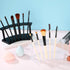 Tinlade 2 Pieces Plastic Pen Holder Stand, 6-Slot Makeup Brush Rack Organizer for School, Office, Home (Clear, Black)