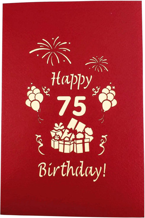 iGifts And Cards Happy 75th Birthday 3D Pop Up Greeting Card - Unique Gift for Husband, Wife, Best Friend, Celebration