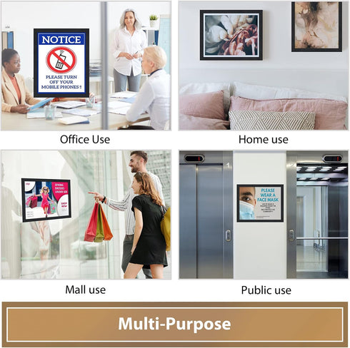 PUJIANG 8.5"x 11"Magnetic Display(Black,10Pack) Sign Holder, Double Sided Window Self-adhesive Frame, Transparent PVC