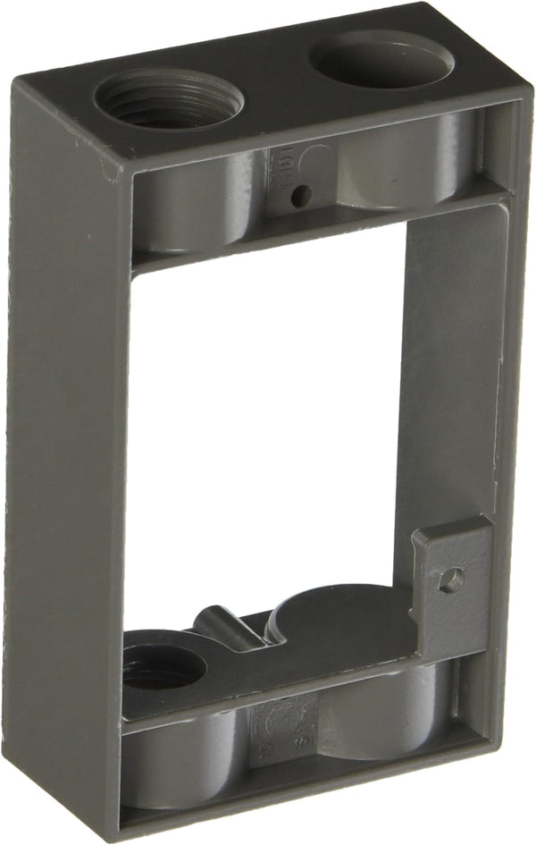 1-Gang Weatherproof Extension Adapter, Two 1/2 in. Threaded Outlets, Gray by BELL