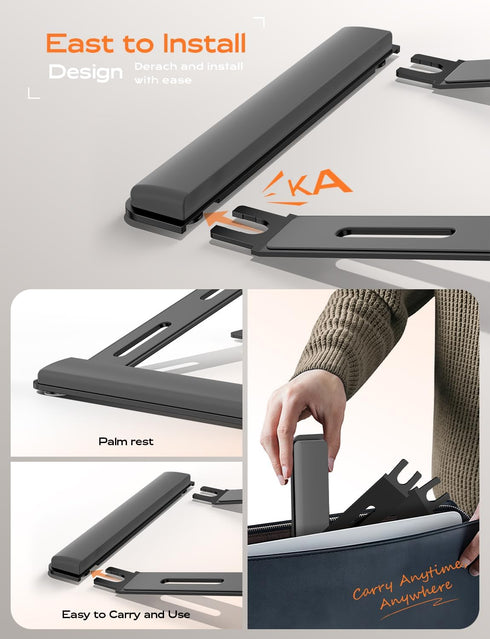 LOXP (10-17") Laptop Stand for Desk, Metal Laptop Stand with Wrist Support, Ergonomic Detachable Laptop Riser, Aluminum