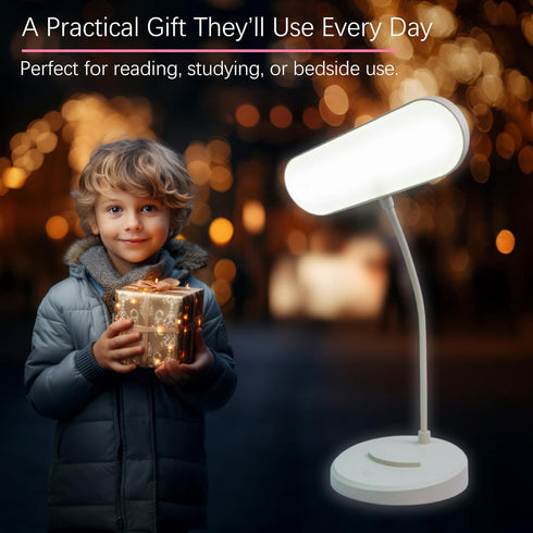 TUUWAI Dimmable, 3 Desk Lamp, Eye-Caring LED for Students, Touch Color Modes, USB-C Rechargeable, Flexible Gooseneck