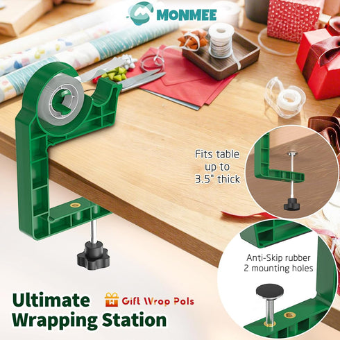 MONMEE Dispenser2 Pack 2 Tabletop Gift Wrapping Tool with Tape Adjustable Wrapping Paper Table Clamps with TapesPerfect