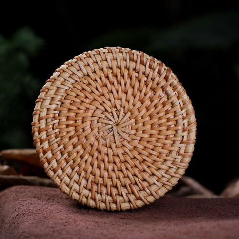 Handmade Rattan Pencil Holder, Cone Makeup Brush Holder, 7 Inch Table Décor Organizer for Stationery and Flowers