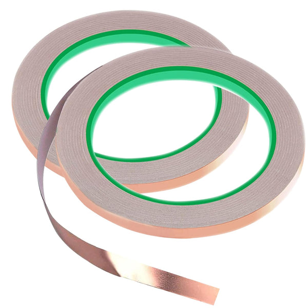 monochef 2pcs Copper Tape - Double-Sided Conductive Copper Foil Tape for EMI Shielding, Stained Glass, Electrical