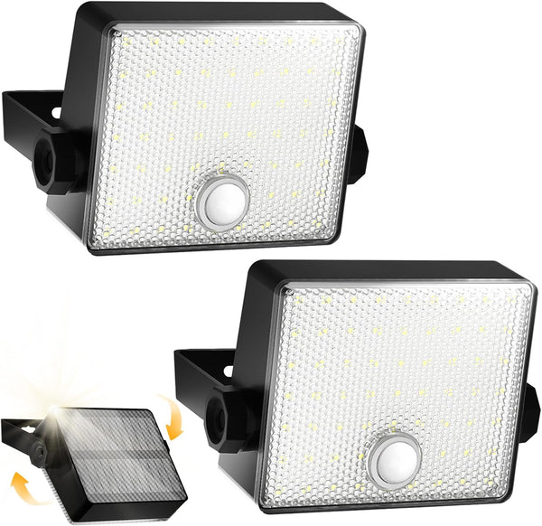2-Pack Light Sensor Auto Flip Solar Motion Sensor Outdoor Lights 2200mAh, 1500LM