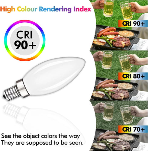 FUTIME 6Pack B11 E12 Bulbs, 5W 40 Bulbs,Warm 2700K Dimmable Bulb 450LM Bulb LED Candelabra Equal watt Edison Light