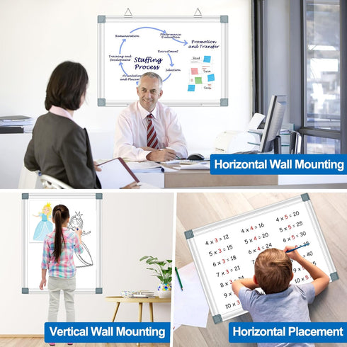 Magnetic Whiteboard Dry Erase Board for Wall, 24"x18" Magnet Hanging White Board for Home and Office