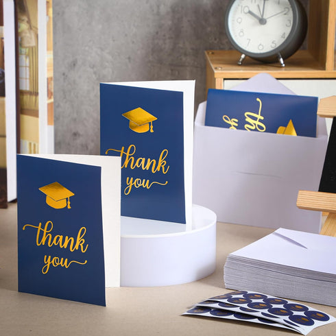 Motiskyy 50pack/150 2026 Pcs Graduation Thank You Cards with Envelopes End of Year Graduation Thank You Cards Bulk Blue