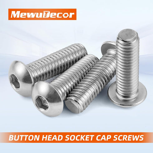 M8-1.25 x 35mm Button Head Socket Cap Screws, 10 PCS, Stainless Steel 18-8, Fully Threaded, Allen Socket Drive