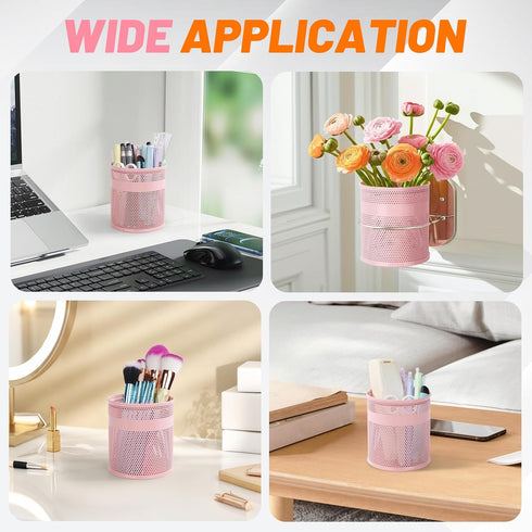 Pack 9 3.9x4.2in, Set Segarty of Pencil Holders Round Mesh Pen Holder for Table Desk Organization, Large Pen Cup
