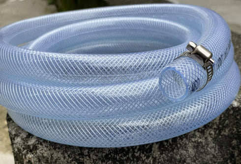 1/2"ID x 10FT High Pressure Clear Braided PVC Tubing, Heavy Duty UV Chemical Resistant Vinyl Hose
