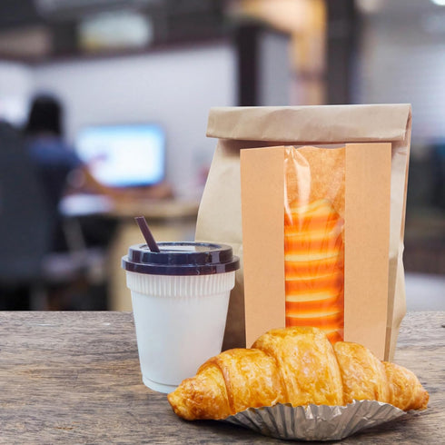 30 Pack 23x12x5 Cm, Packaging Zerodeko Kraft Paper Bread Bags with Window, Mini Loaf Pouches Eco-friendly Bakery Bags