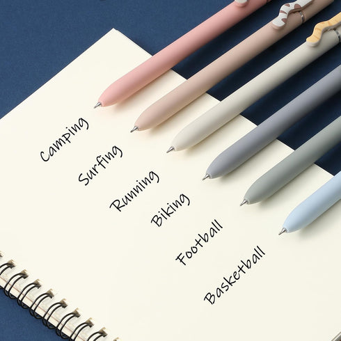 Mr. Pen Retractable Gel Pens, 6 Pack, Black Ink, Cat's Tail Fine Point 0.5mm Aesthetic Pens for Journaling